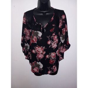 Black and red floral Rewind blouse